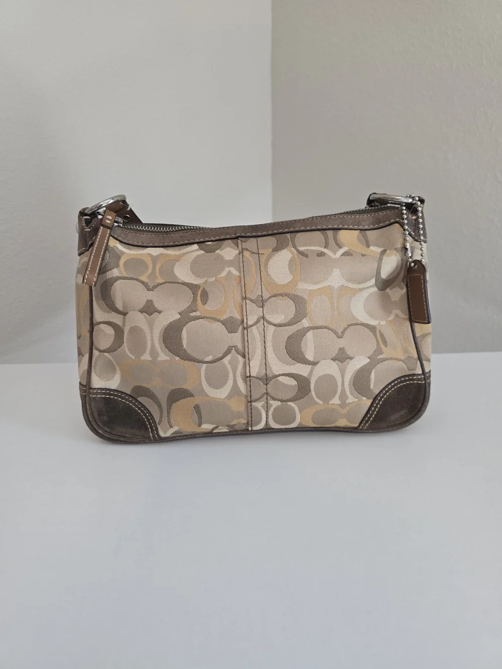 Coach Signature Canvas Shoulder Bag in Tan and Brown